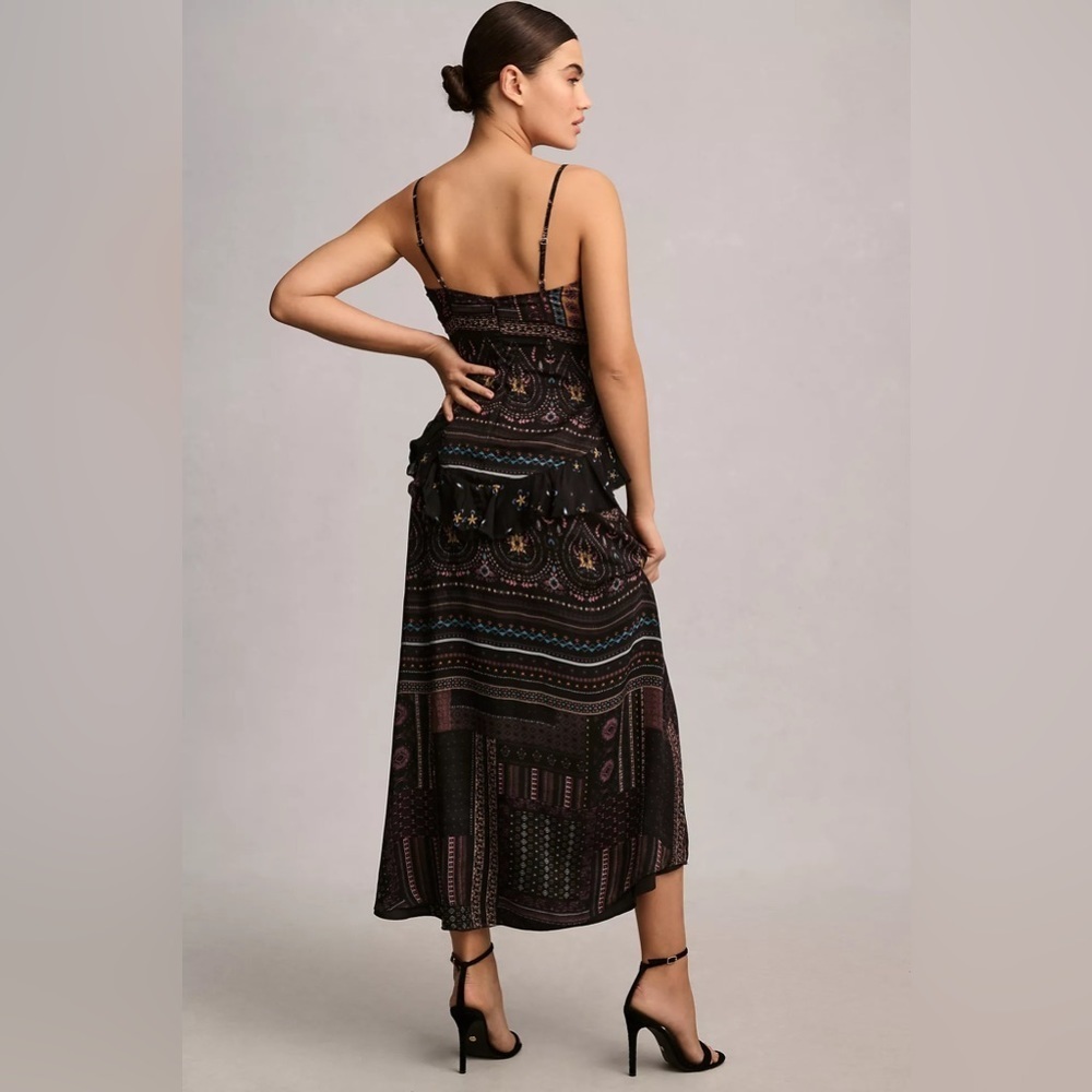 NWT Let Me Be Sheer Printed V-Neck Midi Dress - Picture 2 of 4